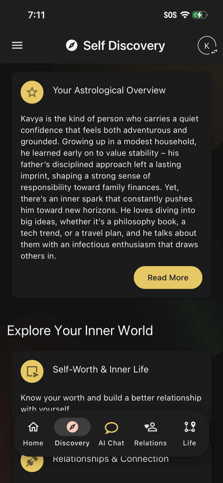 The Steer app's self-discovery overview of your personality and strengths